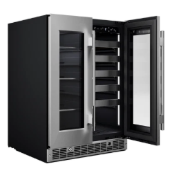 Element Appliance EFB24DES Cellara By Element 24 In., 27 Bottle And 45 Can Dual Zone French Door Wine And Beverage Cooler - Efb24Des