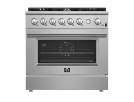 Forno FFSGS627736 Marco 36-Inch Gas Range Stainless Steel, 6 Burners 67,000 Btu, 5.36 Cu.Ft. Convection Oven